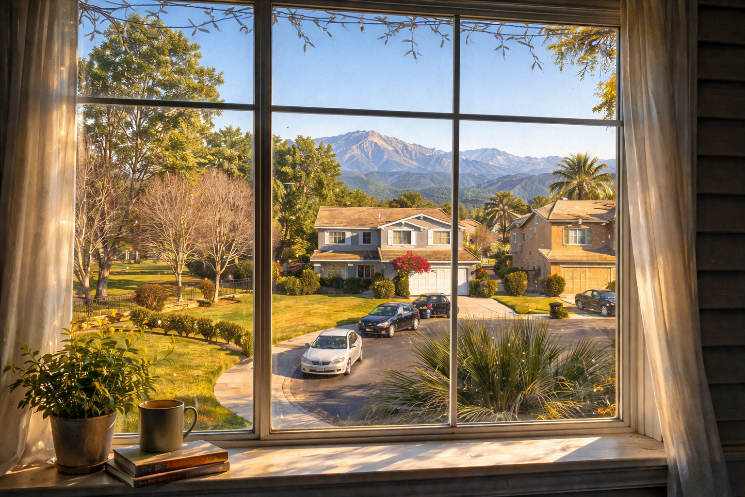 Beautiful mountain range with clear blue sky