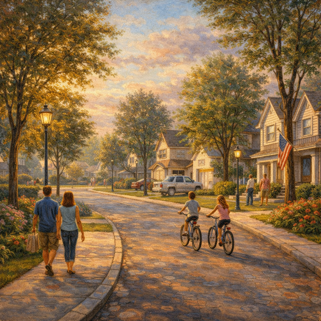 Quiet residential street with well-maintained homes